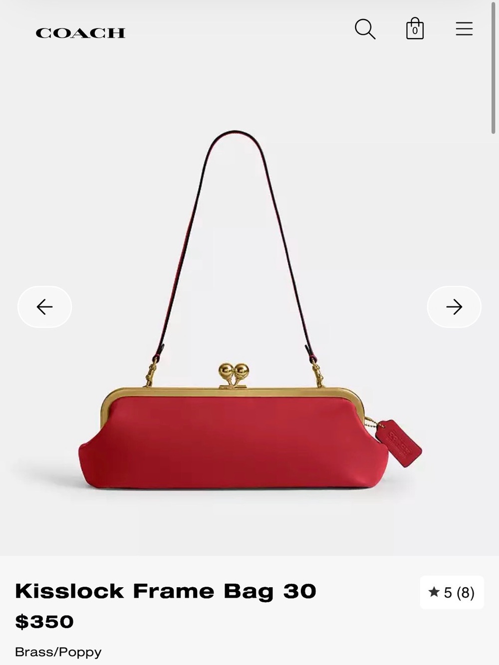 Coach Kisslock Frame Shoulder Bag in Poppy/Gold